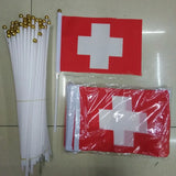 10x 14x21cm  Swiss flag hand waving flags with Plastic Flagpoles