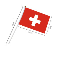 10x 14x21cm  Swiss flag hand waving flags with Plastic Flagpoles